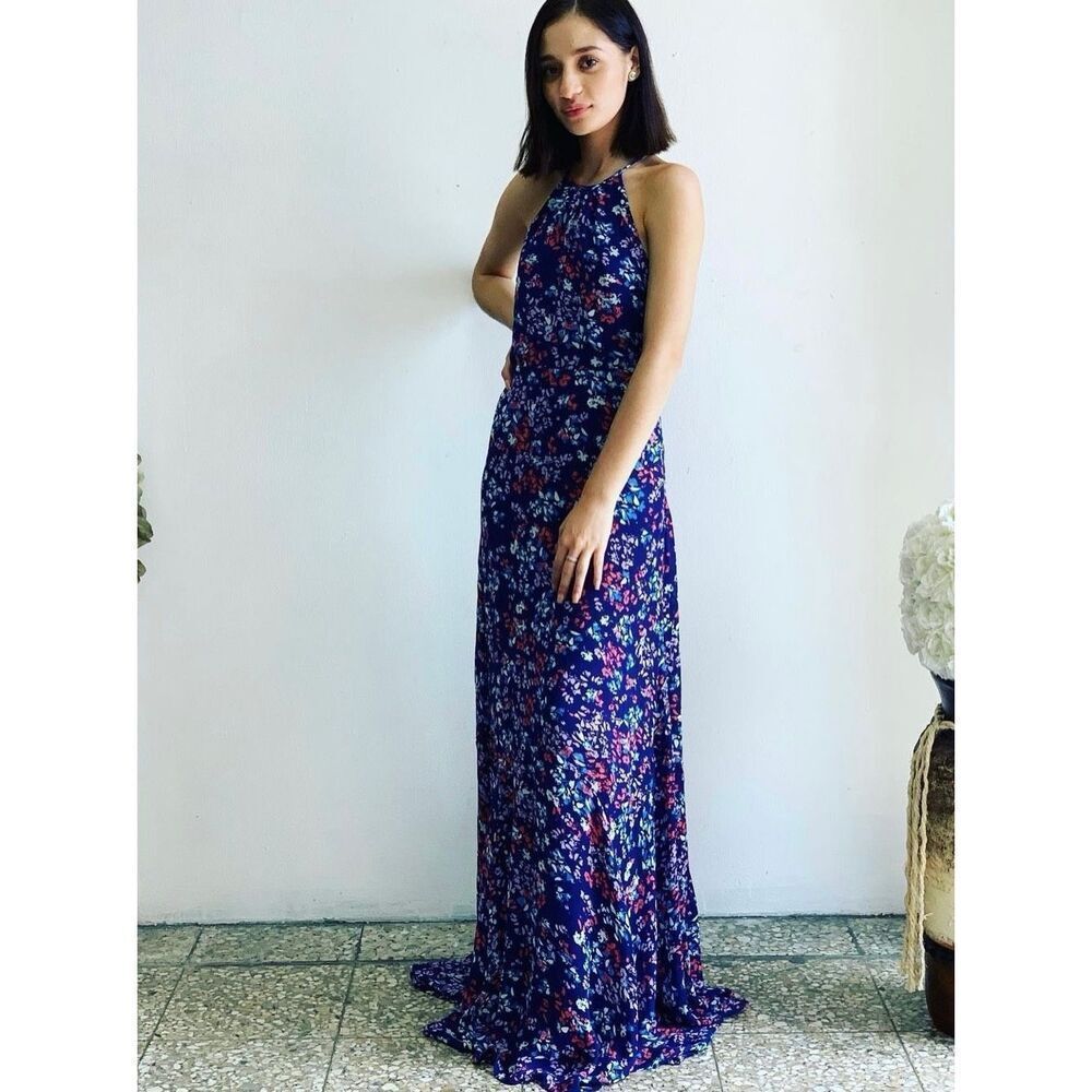New Parker Sweet Pea Floral Print Halter Maxi Dress Women’s Extra Small